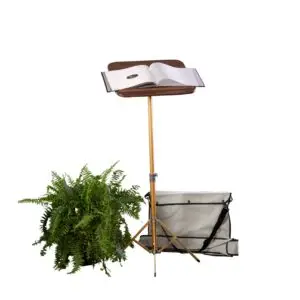 Brown Top with Gold Base - Adjustable Pedestal Portable Register Stand/Lectern
