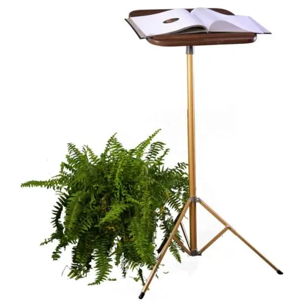 Brown Top with Gold Base - Portable Pedestal Register Stand/Lectern