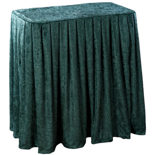 Display table with green drape