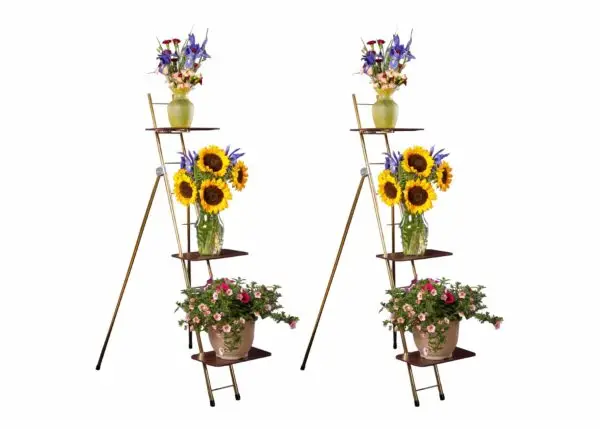 Set of 2 Portable 52.5" Ladder Rack w/8"x12" Shelves Value Bundle