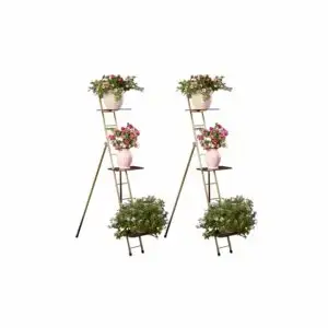 Set of 2 Portable 52.5" Ladder Racks w/8"x18" Shelves Value Bundle